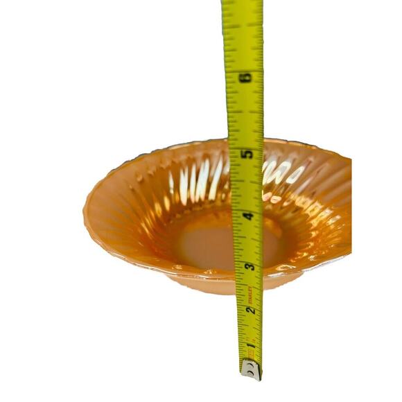 Vintage Anchor Hocking Fire King Peach Lustre Swirl 8 3/8" Round Vegetable Bowl - Picture 4 of 11